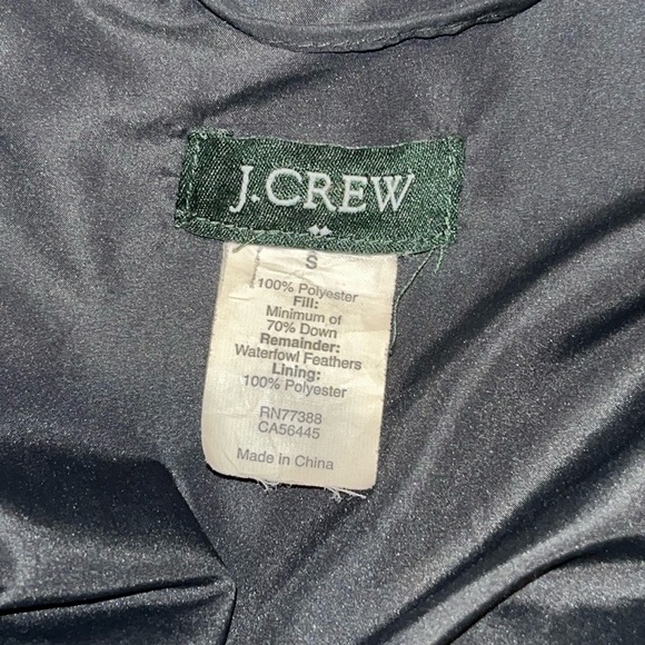 J Crew waterfowl feathers down jacket black puffer coat hooded size small - Picture 8 of 12